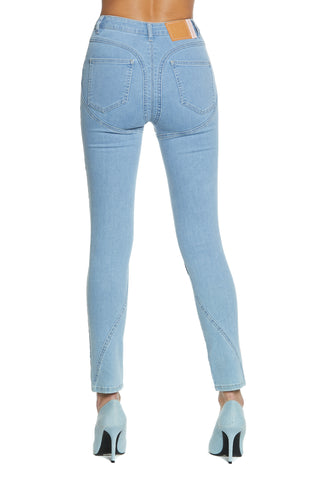 NAOMI_2 high-waisted 4-pocket trousers with push-up effect cuts, denim blue