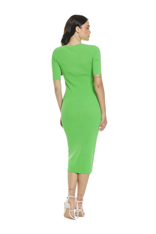 APATITE midi 3/4 length dress with ribbed opening and buttons