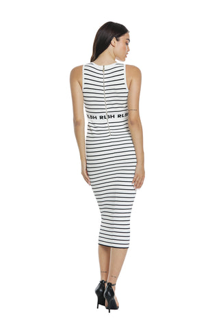 AMETISTAS sleeveless midi dress with ribbed multi-line logo