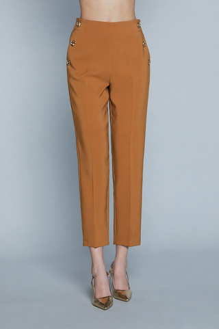 Pantalone PUENSUM_B Vita Alta con Elastico più Tasche Francesi più Filetto più Bottoni