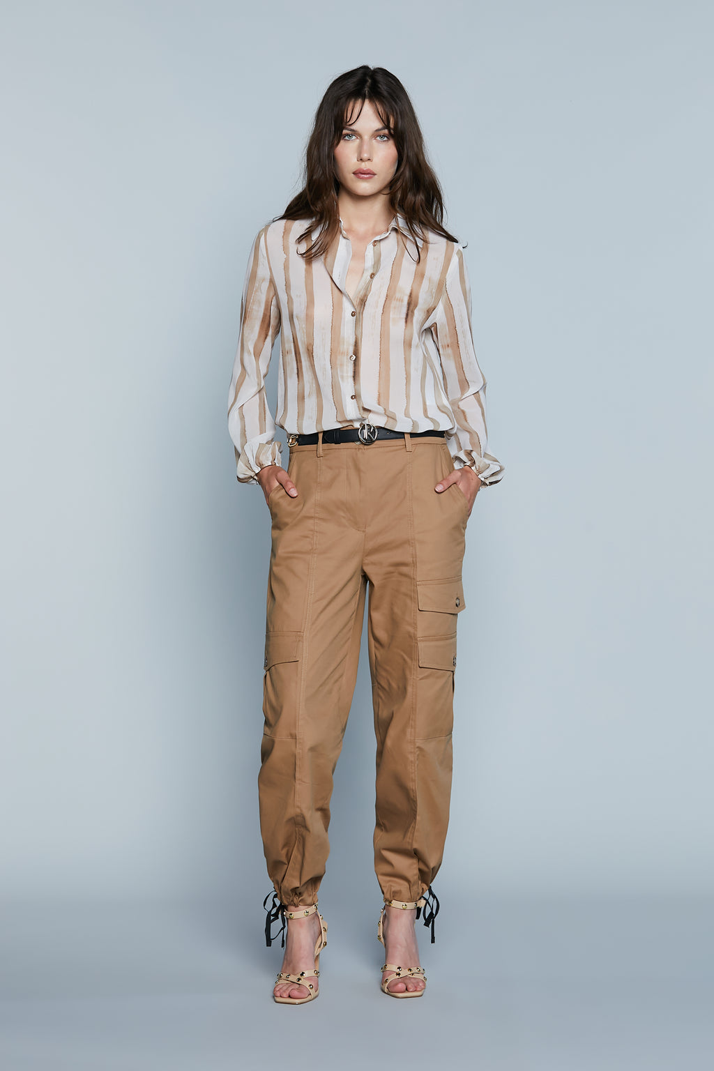 Pantalone NOISET Vita Alta con Tasche più Tasconi più Coulisse Fondo ...