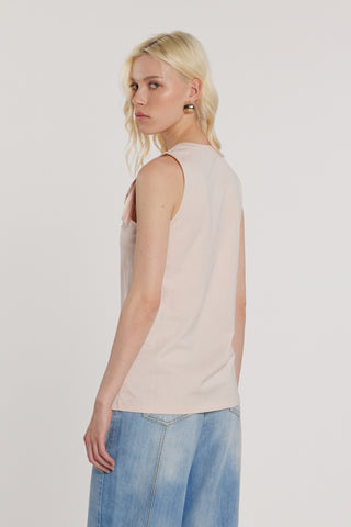 T-Shirt BLOWY smanicata con fiocco più stampa glitter