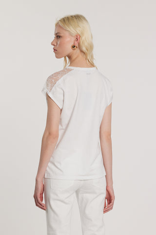 T-Shirt ANNABELLA maniche corte pizzo con applicazioni pietre