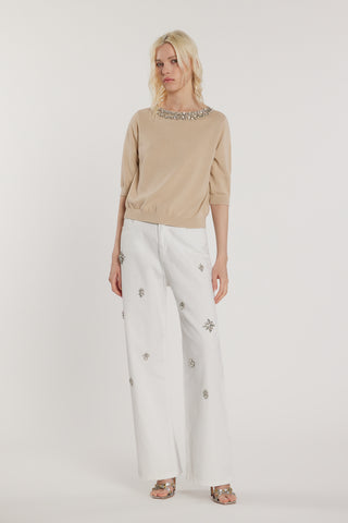 Maglia TAVILESY maniche tre quarti con applicazioni gioiello