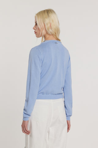 Cardigan AUDREN maniche lunghe scollo a V con bottoni più tasche più applicazioni gioiello