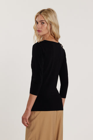 Maglia KIMERY maniche tre quarti scollo a V con passante logo