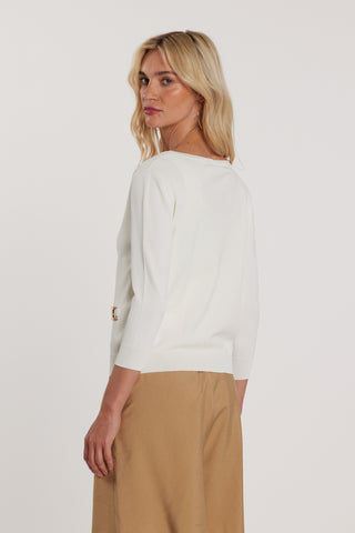 Cardigan BASINGER maniche tre quarti girocollo con snap più patte più passante logo