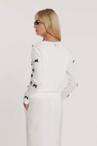 Cardigan RYDER maniche lunghe girocollo con bottoncini più fiocchi più strass