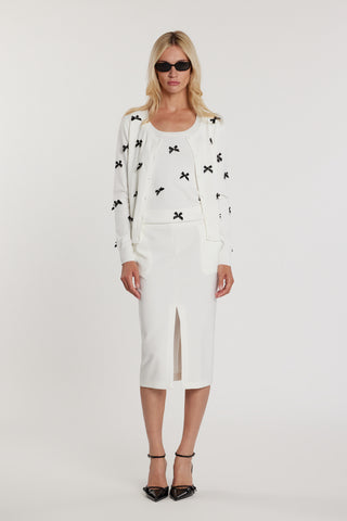 Cardigan RYDER maniche lunghe girocollo con bottoncini più fiocchi più strass