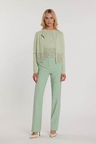 Cardigan MOSS maniche lunghe girocollo con bottoni più applicazioni strass