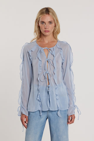Blusa DIAMY maniche lunghe con rouches più laccetti
