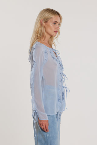 Blusa DIAMY maniche lunghe con rouches più laccetti