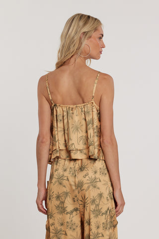 Top ALBAS corto con pannello fantasia tropical