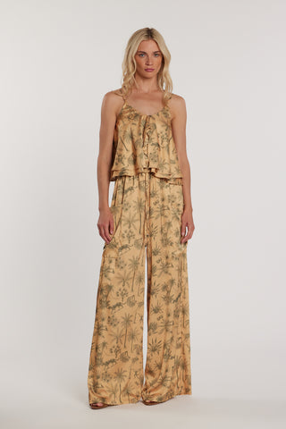 Top ALBAS corto con pannello fantasia tropical