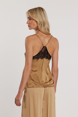 Top BERRY con inserti pizzo più coulisse sul fondo