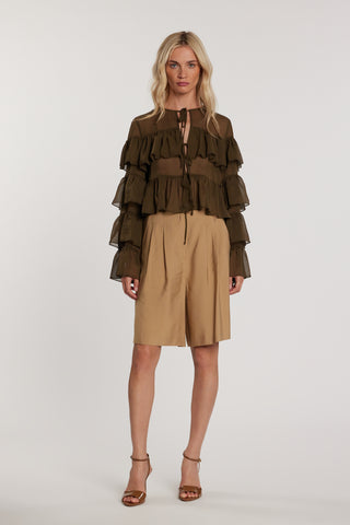 Blusa VYCTORIA maniche lunghe con balze più laccetti