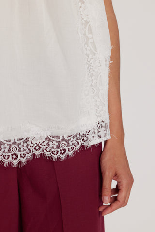 Top ZETA con laccetto al collo più elastico più inserti pizzo