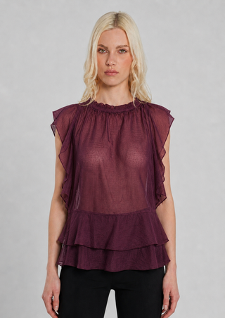 Blusa TERENZIO senza maniche gale mussola