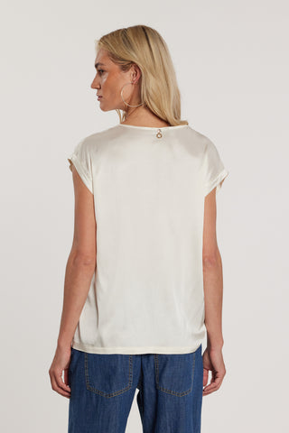 Blusa PERLEI maniche corte aletta scollo a V raso