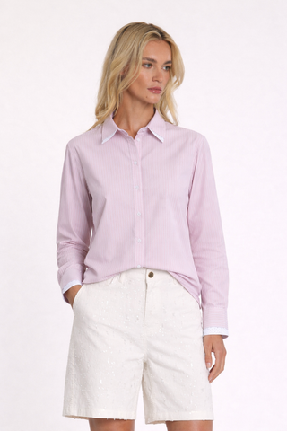 Camicia NATALIE maniche lunghe con doppio polso e collo più applicazione strass righe