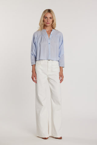 Camicia BALDWIN corta maniche tre quarti pipistrello con pieghe più collo coreano