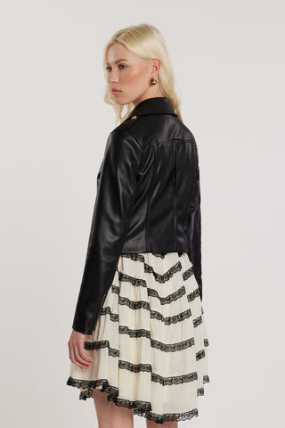 Giubbino BIRKIN maniche lunghe chiodo con zip ecopelle