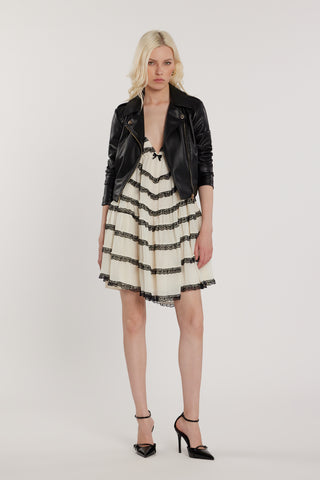 Giubbino BIRKIN maniche lunghe chiodo con zip ecopelle