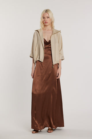 Giubbino LORYSA maniche tre quarti pipistrello con cappuccio più tasche più zip più coulisse