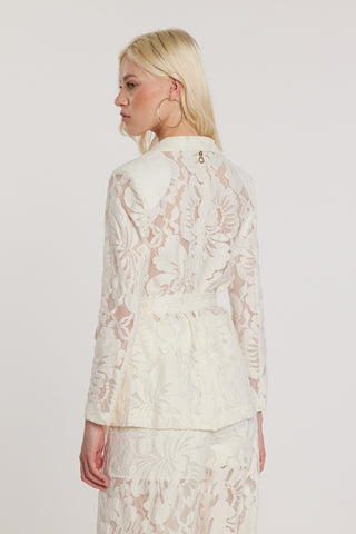 Giacca RAMPLING maniche lunghe con tasche toppa più cintura pizzo