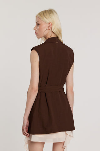 Giacca BERTIUSA lunga smanicata con un bottone più cintura più tasche