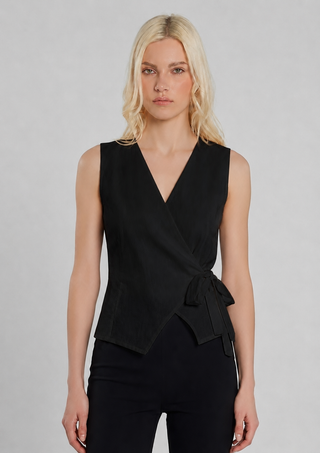 Gilet FIDENZIO lino con incrocio fiocco