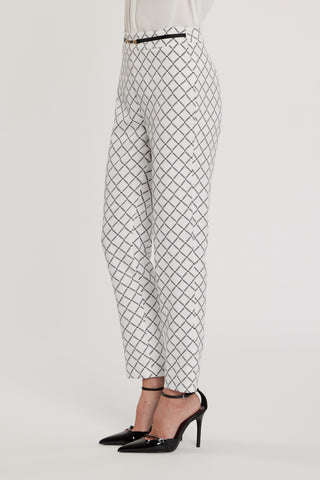 Pantalone CLAUDIETTE vita alta con dettaglio cintura più stampa logo all over