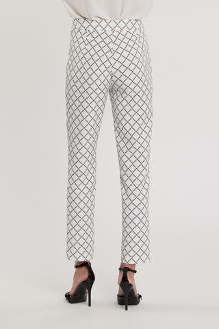 Pantalone CLAUDIETTE vita alta con dettaglio cintura più stampa logo all over