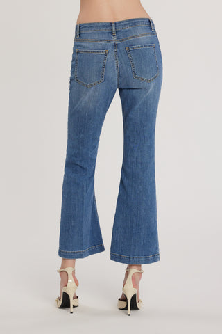 Pantalone PALENCIA_CROP vita alta con passanti a punta più dettagli bottoni denim
