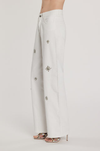 Pantalone GISELLE_15 vita media cinque tasche con applicazioni pietre loose fit bull