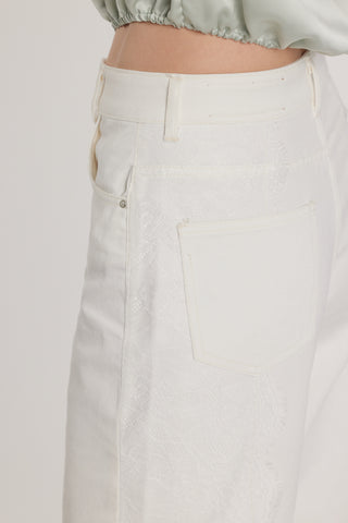 Pantalone DAKOTA_11 vita alta cinque tasche con inserti pizzo wild fit bull