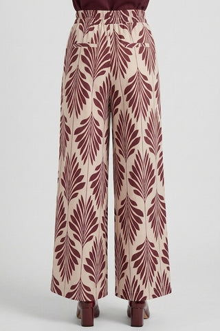 Pantalone LAMAR con fiocco davanti fantasia foglie
