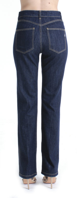 Pantalone JOLIE_20 vita alta con borchie color cigarette fit denim blu