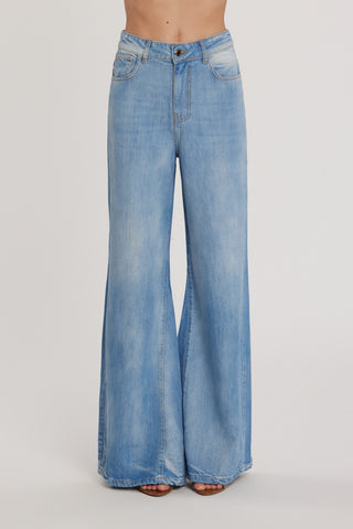 Pantalone DAKOTA_21 vita alta cinque tasche wild fit denim blu