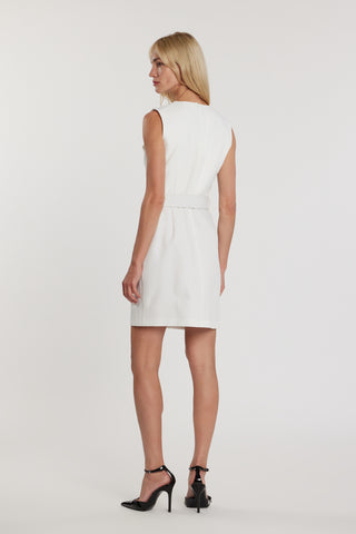 Abito ALEJANDRA corto smanicato effetto chiodo con zip più cintura