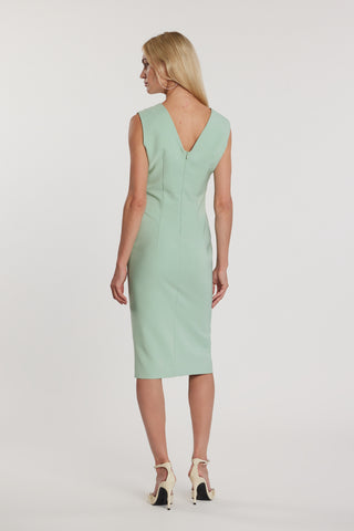 Abito ARTAUD midi smanicato con pieghe più taglio più spacco