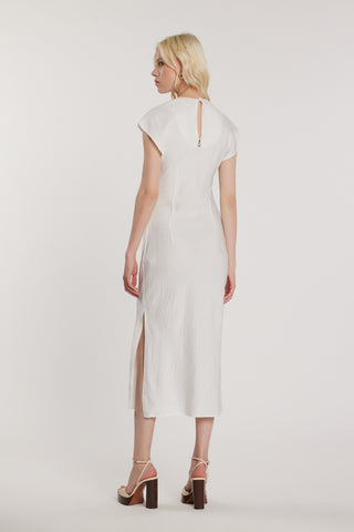 Abito RUBINI midi maniche lunghe aletta con piega sul fianco più goccia sulla schiena