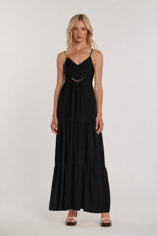 Abito AMBRAS lungo smanicato scollo cuore con taglio sul seno più punto smok