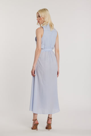 Abito VALLESI midi smanicato con colletto più nodo sul seno con elastico più apertura fianchi