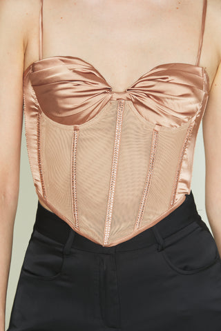 Top DEPOSE bustiere in raso con strass