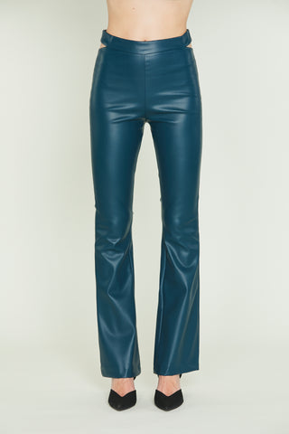 BILANCIAE flared trousers in high-waisted faux leather