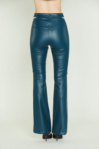 BILANCIAE flared trousers in high-waisted faux leather