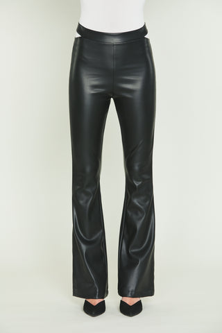 BILANCIAE flared trousers in high-waisted faux leather