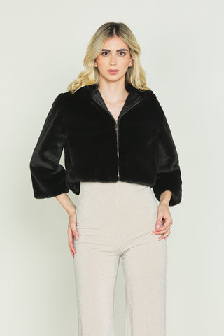Ecopelliccia VISION con zip e cappuccio