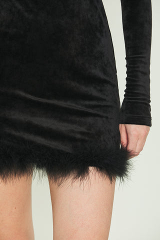AQUARIUS skirt in velvet and feather fabric